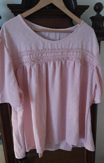 LIEFLIJKE ROZE TOP MET VLINDERMOUWTJE MT 5 XL beschikbaar voor biedingen