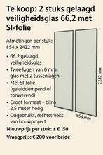 2 nieuwe ongebruikte ruiten dubbelglas, Ophalen, Zo goed als nieuw, Glasplaat, Veiligheidsglas