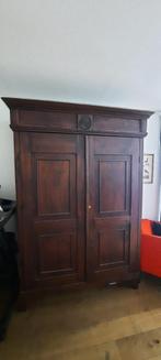 Grote massieve teakhouten buffet- / jagerskast., Huis en Inrichting, Ophalen, 100 tot 150 cm, 200 cm of meer, Teakhout