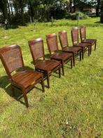 6 Antieke eettafel stoelen, Vijf, Zes of meer stoelen, Riet of Rotan, Gebruikt, Bruin
