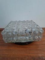 Vintage retro glazen vierkante plafonnière 2121 cm, Huis en Inrichting, Lampen | Plafondlampen, Ophalen of Verzenden, Zo goed als nieuw