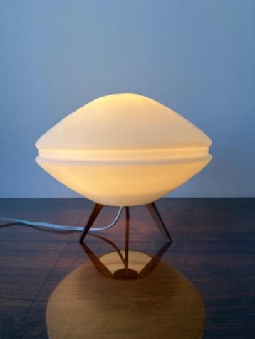 Vintage UFO tafellamp – hout & glas beschikbaar voor biedingen