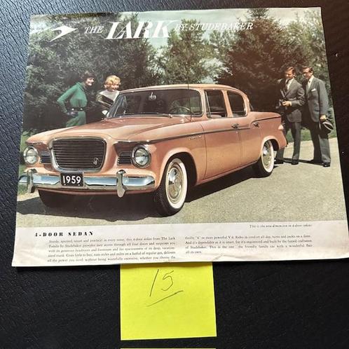STUDEBAKER Lark - 1959 (#15) brochure folder, Boeken, Auto's | Folders en Tijdschriften, Gelezen, Overige merken, Verzenden