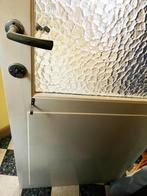 Antieke houten deur met geslagen glas, Doe-het-zelf en Verbouw, Deuren en Horren, Ophalen, Gebruikt, 80 tot 100 cm, Buitendeur