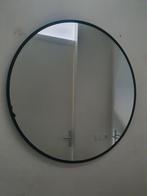 Mooie grote ronde spiegel met zwarte metalen rand 80cm, Ophalen, Rond, Zo goed als nieuw, 75 tot 100 cm