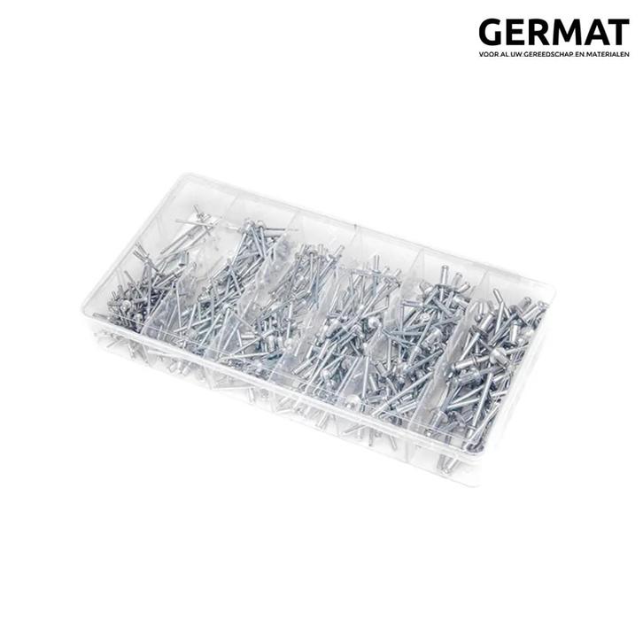 500 delige popnagel set 2,4mm / 3,2mm / 4mm / 4,8mm, Hobby en Vrije tijd, Knutselen, Nieuw, Gereedschap of Toebehoren, Verzenden