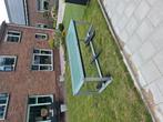 Groot glazen bureau met metalen onderstel 80210, Huis en Inrichting, Bureaus, Ophalen, Gebruikt, Bureau