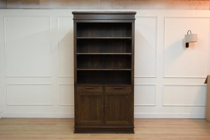 Klassieke boekenkast, eikenhout, Huis en Inrichting, Kasten | Boekenkasten, Zo goed als nieuw, 50 tot 100 cm, 200 cm of meer, 25 tot 50 cm