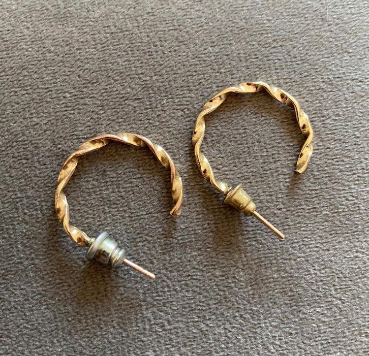 vintage retro creolen oorbellen goudkleurig oorhangers boho, Sieraden, Tassen en Uiterlijk, Oorbellen, Zo goed als nieuw, Hangers