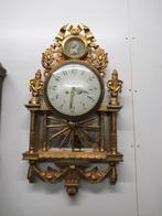 Oer 09974 grote houten klok zonnestralen Biedermeier style, Antiek en Kunst, Ophalen