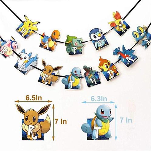 Nieuw !  Pokémon slinger / banner Happy Birthday. Pikachu, Hobby en Vrije tijd, Feestartikelen, Nieuw, Versiering, Verjaardag