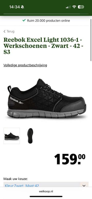 Reebok excel light athletic work shoe beschikbaar voor biedingen