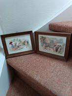 Set van 2 ingelijste prentjes, Antiek en Kunst, Curiosa en Brocante, Ophalen of Verzenden