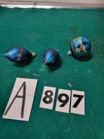 kerstballen blauw bewerkt  [a897], Ophalen of Verzenden