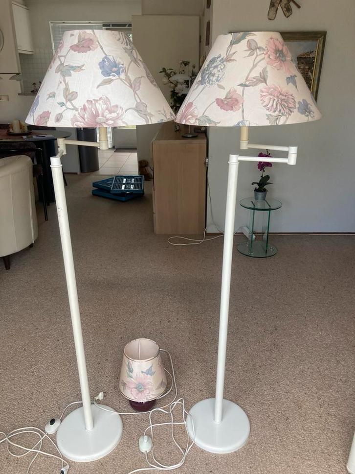 Twee identieke stalampen en bijpassende tafellamp!, Huis en Inrichting, Lampen | Vloerlampen, Gebruikt, Minder dan 100 cm, Ophalen