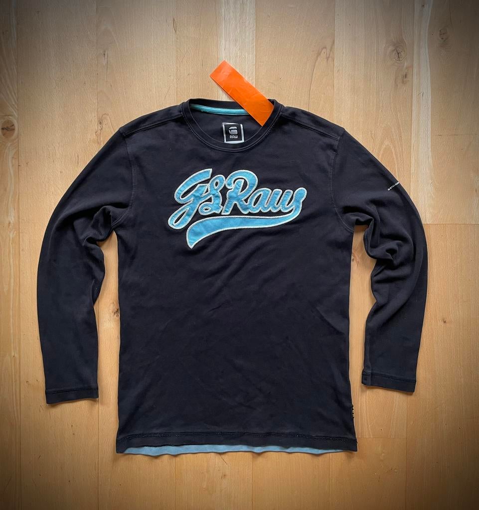 G Star Raw shirt / trui met lange mouwen zwart blauw logo S, Ophalen of Verzenden, Zo goed als nieuw, Maat 36 (S), Zwart