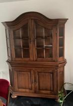 Eiken Kast Met Glasvitrine massief, Ophalen, 150 tot 200 cm, 150 tot 200 cm, 25 tot 50 cm