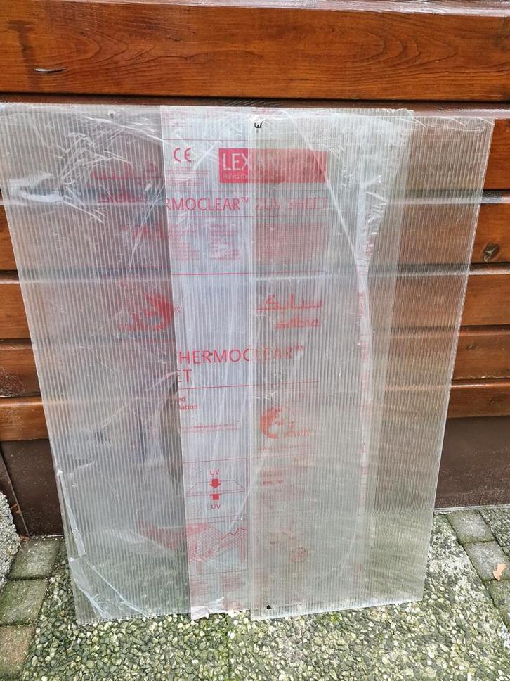 3 doorzichtige kanaal platen polycarbonaat, Tuin en Terras, Kassen, Zo goed als nieuw, Aluminium, Polycarbonaat, Ophalen