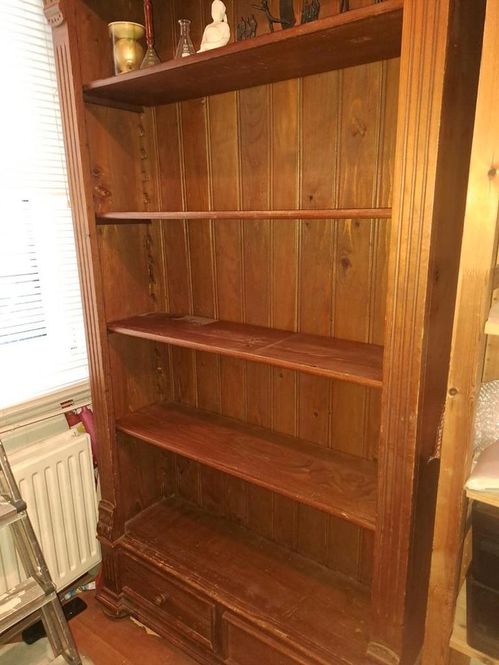 Houten Boekenkast met Legplanken, Antiek en Kunst, Antiek | Meubels | Kasten, Ophalen of Verzenden