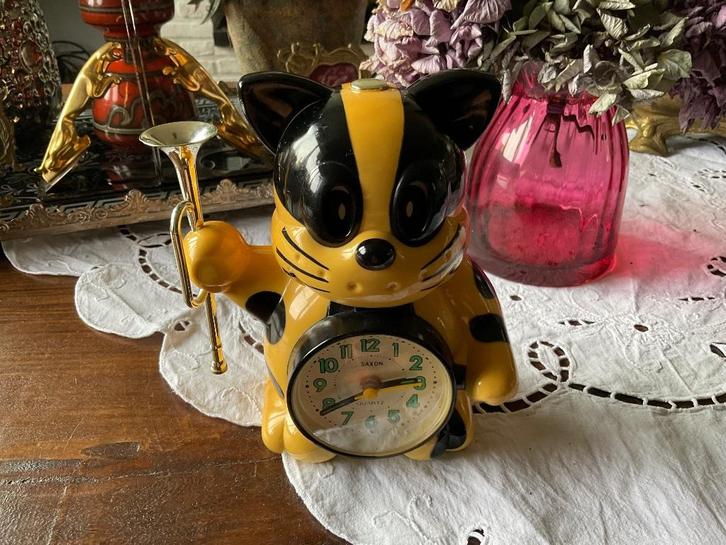 Wekker Saxon vintage muzikale en sprekende klok, Antiek en Kunst, Antiek | Klokken, Ophalen of Verzenden