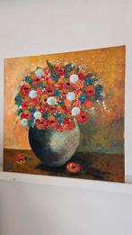 Vaas met Bloemen - Schilderij 50x50, Ophalen of Verzenden