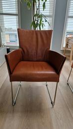 2  cognac leren stoelen ( Topform ), Huis en Inrichting, Stoelen, Ophalen, Zo goed als nieuw, Bruin