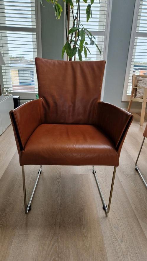 2  cognac leren stoelen ( Topform ), Huis en Inrichting, Stoelen, Zo goed als nieuw, Bruin, Ophalen
