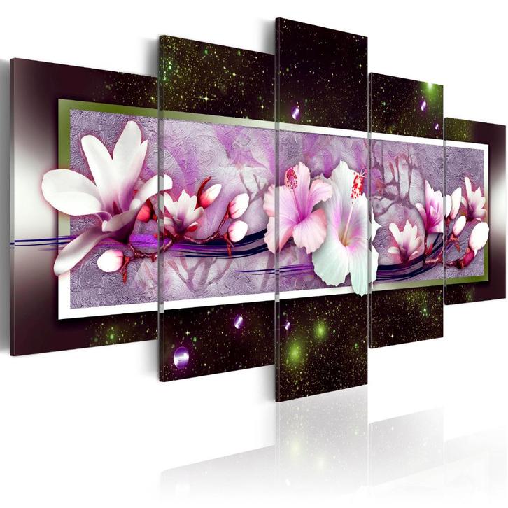 9 Magnolia Bloemen 5 Luik Canvas Schilderij 200x100cm Nieuw, Huis en Inrichting, Woonaccessoires | Schilderijen, Tekeningen en Foto's