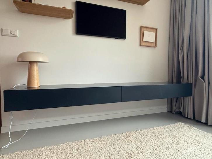 Pastoe Vision wandkast – grijsblauw – 216 cm – topstaat, Huis en Inrichting, Kasten | Televisiemeubels, Zo goed als nieuw, 200 cm of meer