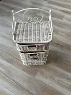 Riet/metalen rek met manden, Ophalen of Verzenden, Zo goed als nieuw, Rond, Overige materialen