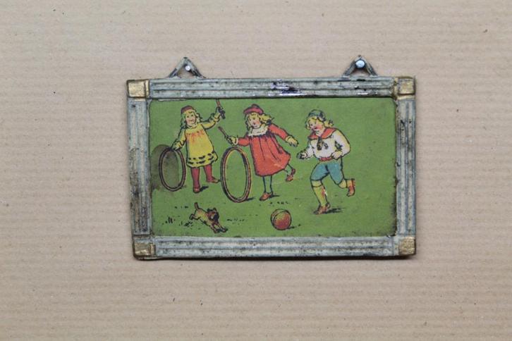 (32) Antiek schilderijtje voor poppenhuis poppenkamer, Antiek en Kunst, Antiek | Speelgoed, Ophalen of Verzenden