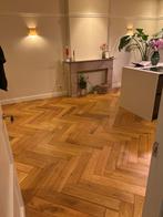 Eiken visgraat parket vloer over - 10m2 ongeolied, Parket, Gebruikt, Minder dan 50 cm, Ophalen of Verzenden