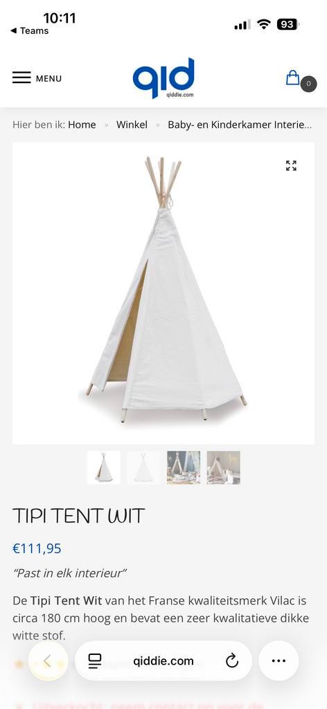 Tipi Tent Wit - Speelplezier voor Kinderen, Kinderen en Baby's, Speelgoed | Buiten | Speelhuisjes, Nieuw, Overige materialen, Ophalen of Verzenden