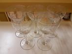 Gegraveerde wijnglazen met ruit 3 stuks 12,4 x 6,5, Antiek en Kunst, Antiek | Glas en Kristal, Ophalen of Verzenden