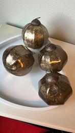 4 grote glazen craquelé ballen, Ophalen of Verzenden, Zo goed als nieuw