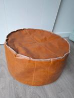 Kunstleren poef cognac kleur, Ophalen, Zo goed als nieuw, 50 tot 75 cm, 50 tot 75 cm