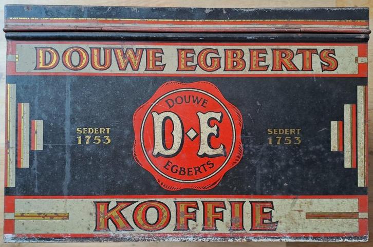 DOUWE EGBERTS - oud- en groot koffieblik, Verzamelen, Blikken, Gebruikt, Koffie, Douwe Egberts, Ophalen of Verzenden