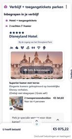 Disney land Parijs tickets & overnachtingen, Tickets en Kaartjes, Drie personen of meer, 2 overnachtingen