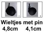 Kunststof Zwenkwielen met metalen pin (ø 6mm), 2 modellen., Gebruikt, Ophalen of Verzenden