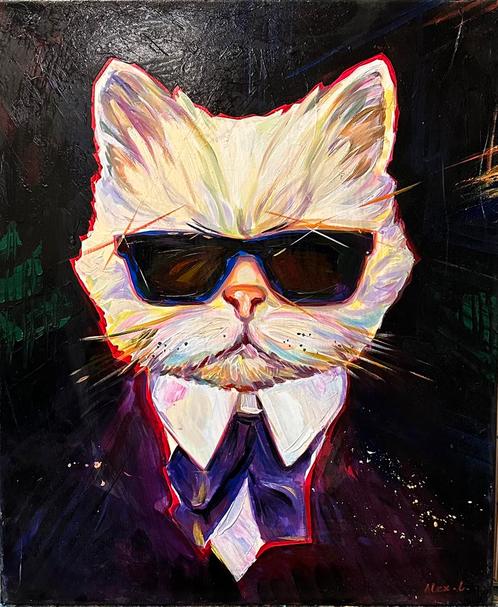 Alex L- Mafia- Dieren- Handgeschilderd (100%)- Origineel, Antiek en Kunst, Kunst | Schilderijen | Modern, Ophalen of Verzenden