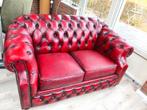 Chesterfield Oxblood red 2 zit bank, Ophalen, Zo goed als nieuw, 75 tot 100 cm, Tweepersoons