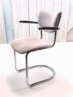 Vintage Gispen/De Wit 3011 stoel met chromen buisframe, Ophalen, Gebruikt, Metaal, Gispen