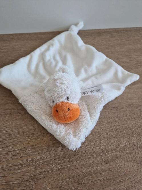 Knuffeldoekje Happy Horse wit oranje eend gans K8961, Kinderen en Baby's, Speelgoed | Knuffels en Pluche, Zo goed als nieuw, Eend