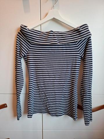 Leuk off shoulder shirt ecru blauw gestreept Sissy-Boy mt. S beschikbaar voor biedingen