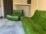 1seater and 3seater in vintage green leather, new condition!, Ophalen of Verzenden, Nieuw, Cassina sede b&b italia togo mah jong ligne roset knoll vitra