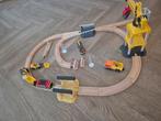 Houten Treinset met Kraan en Voertuigen, Gebruikt, Onderdelen, Handmatig, Ophalen