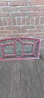 Oud ijzeren stalraam met bewerkt glas, Ophalen, Gevelraam of Ruit, Gebruikt, Minder dan 80 cm