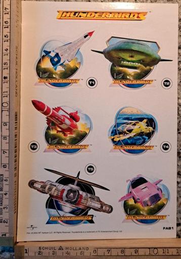 Velletje met 6 Thunderbirds stickers  beschikbaar voor biedingen