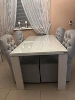 Eettafel met 4 stoelen – Hoogglans wit, Huis en Inrichting, Complete eetkamers, Ophalen, Zo goed als nieuw, 4 tot 6 stoelen