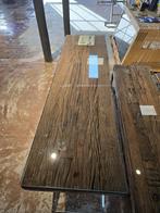 Industriële side table met glasplaat en RVS onderstel, Huis en Inrichting, Tafels | Sidetables, 100 tot 150 cm, Ophalen of Verzenden